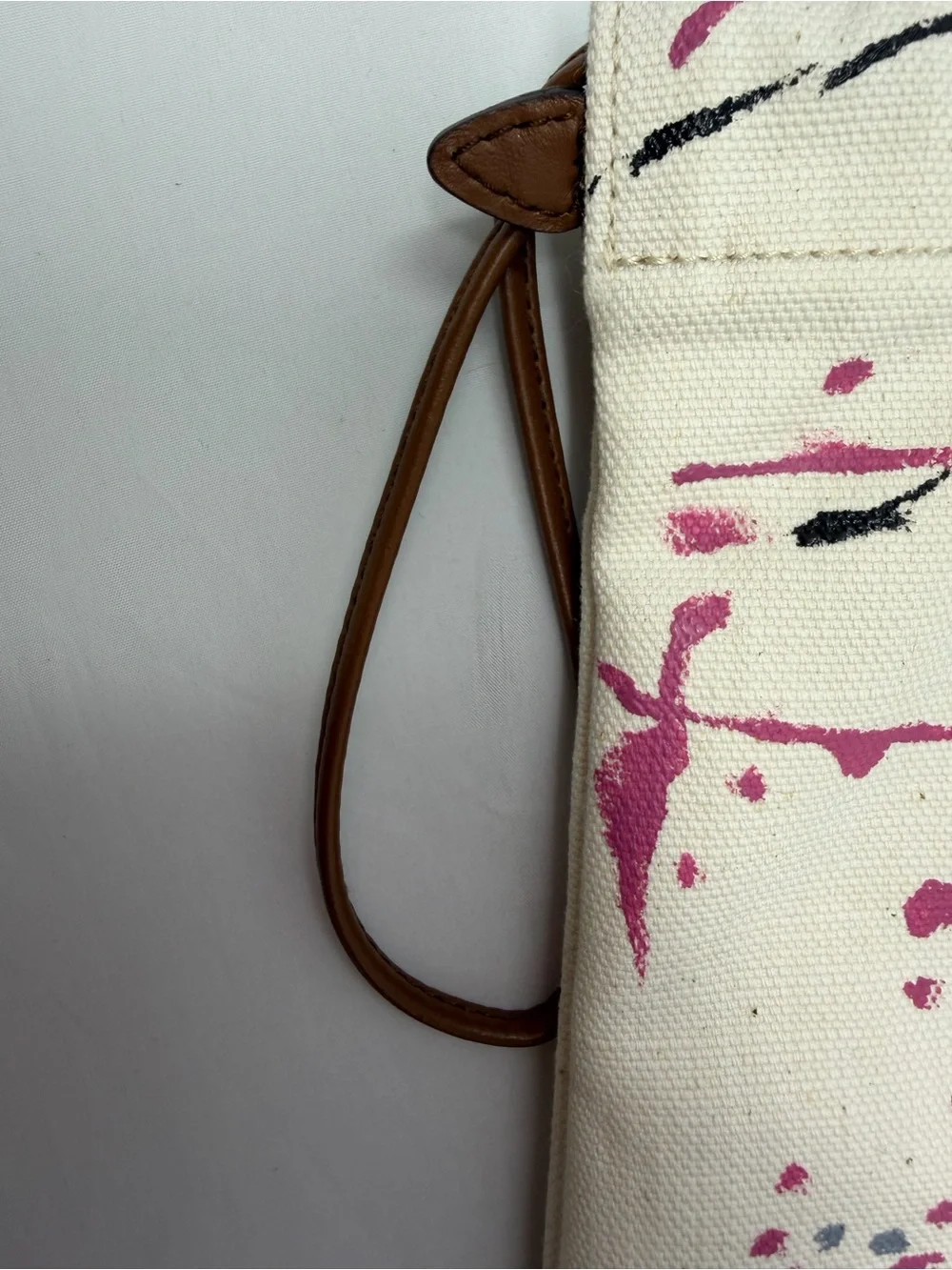 Mui Mui Hand Painted Canapa Painted Kinchaku bag.